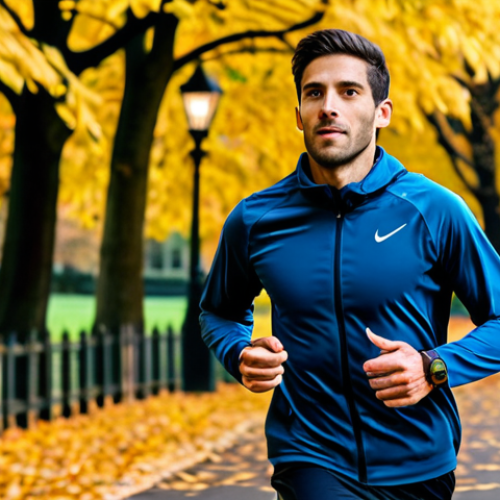 Home 20 **
"A vibrant, action-shot photograph of a runner wearing a modern running watch. The runner is fully clothed in athletic wear, running through a park with autumn leaves. Focus on the watch display showing key running stats. Safe for work, appropriate content, fully clothed, professional, perfect anatomy, correct proportions, natural pose, high-quality image."
**