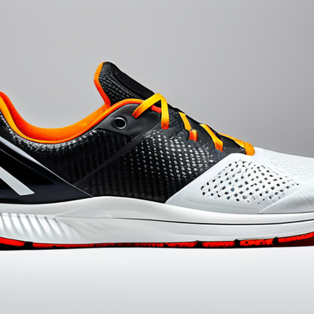 러닝화 탄소 플레이트 유무 차이 - **

A brightly lit studio shot showcasing the sole of a modern running shoe. The carbon fiber plate ...