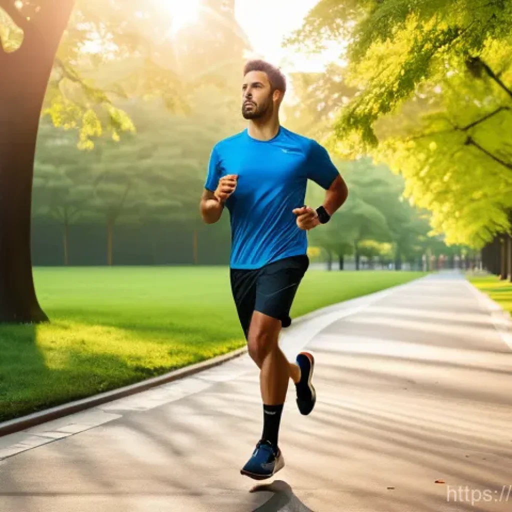 러닝 워치 및 장비 연결법 - **Prompt 1: Focused Athlete with Advanced Wearable**
    "A fit male runner, mid-stride on a modern ...