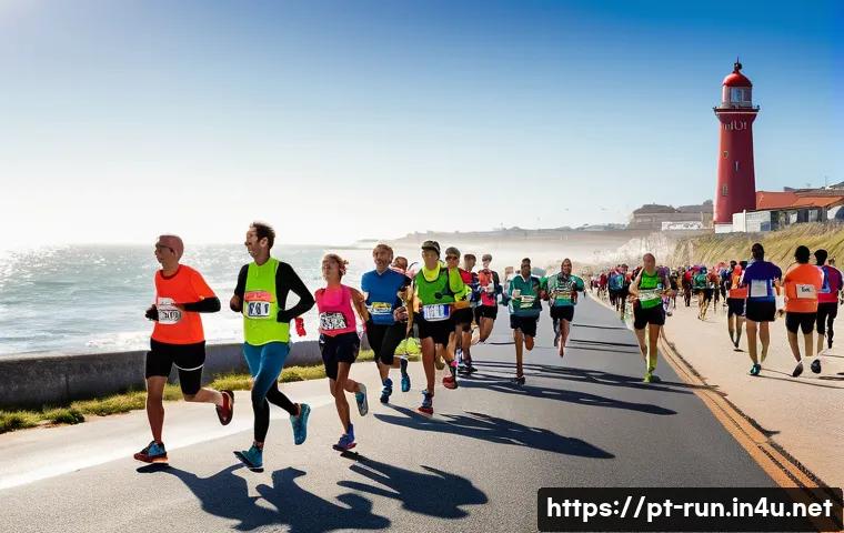 러닝 대회 참가자 인터뷰 사례 - **Prompt 1: The Spirit of a Portuguese Charity Run**
    A vibrant and energetic scene depicting a d...